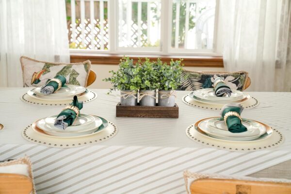 Dahey Centerpiece Table Decorations Coffee Table Decor Wood Tray 3 Galvanized Pots with Artificial Eucalyptus Plants Farmhouse Decor Table Centerpieces for Dinning Living Room Bath Kitchen, Brown - Image 2