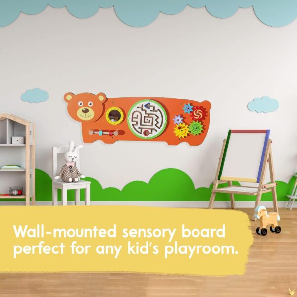 Learning Sensory Wall Toy for Toddlers - Bear Sensory Board Field with Fun Learning Activities - Wall Busy Board Learning Activity Wall Panel Toy for Kids Playroom & Children's Daycare - Image 4