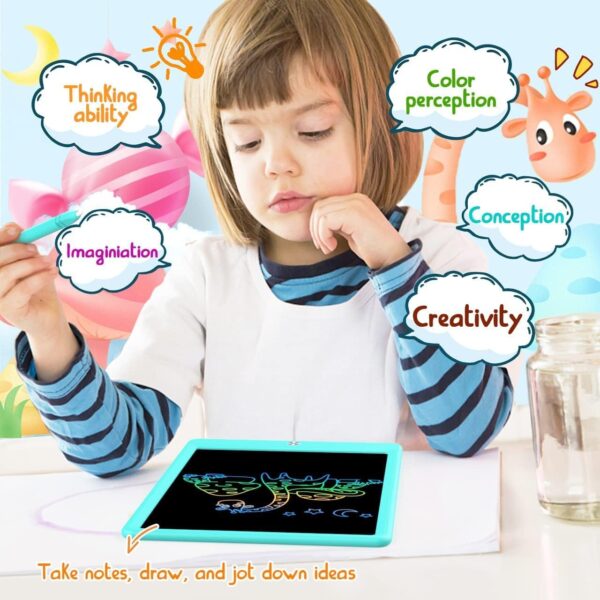 LCD Writing Tablet Doodle Board,10.5 inch Colorful Drawing Pad,Electronic Drawing Tablet, Drawing Pads,Travel Gifts for Kids Ages 3 4 5 6 7 8 Year Old Girls Boys (Blue) - Image 4