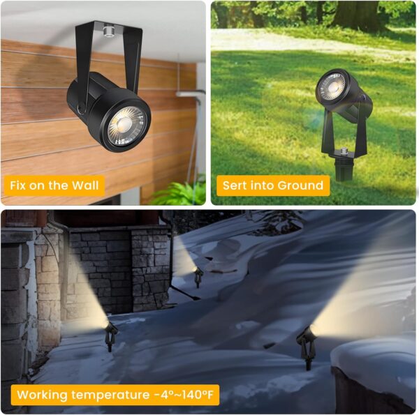 Svater Landscape Lighting Low Voltage,4 Pack Outdoor Spotlights with Transformer, Plug in LED Spot Lights for Yard, Backyard,House 12V 3000K Warm White, IP65 Waterproof - Image 3
