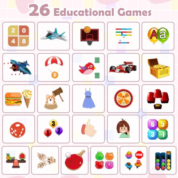 Kids Games Watch, with 26 Puzzle Games, Touch Screen, HD Camera, Alarm Clock, Toys for Ages 4-12 Years Old.Birthday Gift for Boys Girls (Pink) - Image 4