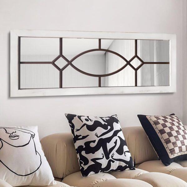 Farmhouse Mirror for Wall Decor 43.3" x 17.7" Large Rustic Mirror Wooden Decorative Wall Mirror for Living Room, Bedroom, Entryway - Image 7