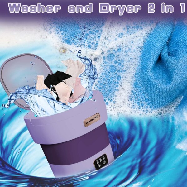 Mini Washing Machine, 13L Portable Washer, Foldable Washing Machine with Spin, Small Portable Washer and Dryer Combo for Apartments, Camping, Travel(Purple) - Image 5