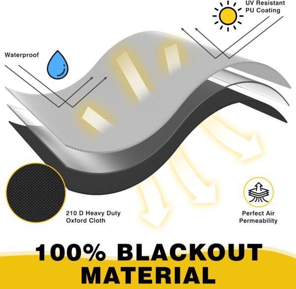 Lzerking Blackout Curtains 100% Blackout Window Cover 118" x 57" Portable Black Curtains Blackout Blinds for Bedroom,Travel,Office,Camp - Image 4