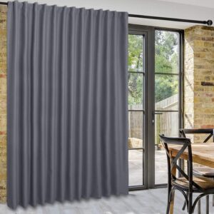 DWCN Patio Sliding Door Curtains - Extra Wide Curtains for Glass Door, Room Divider Blackout Thermal Curtain Panel with Back Tab & Rod Pocket for Bedroom Partition, 80 x 84 Inches, Dark Grey