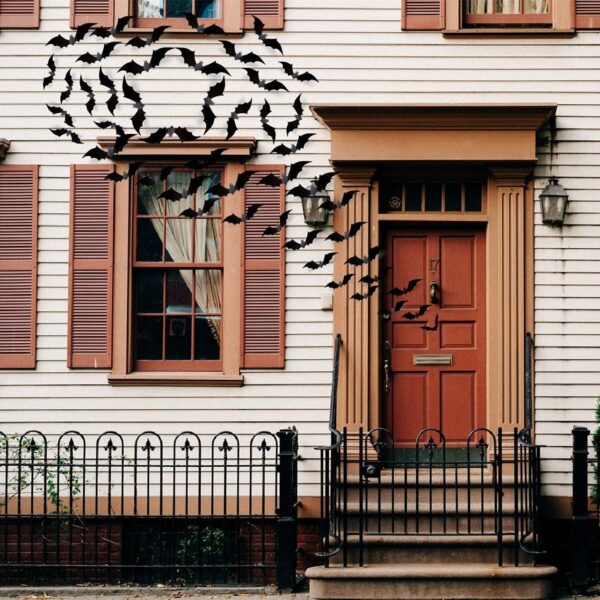 CESOF Halloween Bats Wall Decor 3D Bats Decorations - 120 Pcs 5 Sizes Matte Black PVC Reusable DIY Bat Stickers Vintage Wall Decals for Home Decor Porch Door Indoor Outdoor Party Supplies - Image 7