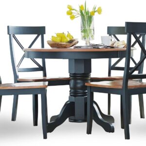 Homestyles Bishop 5 Piece Dining Set, W-42”, D-42” H-30”, Black/Oak