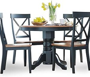 Homestyles Bishop 5 Piece Dining Set, W-42”, D-42” H-30”, Black/Oak