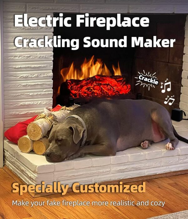 Fireplace Crackler Sound Box for Electric Fireplace, 2 in 1 Realistic Rechargeable Fire Crackling Sound Machine for Gas Fireplace, Fire Crackler Sound System, 3H Timer, Fire Noise (Black) - Image 2