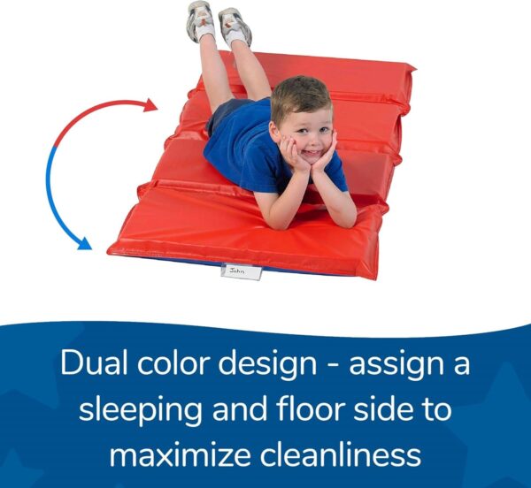 Children's Factory Angels 2" Thick Toddler Nap Mat, Red-Blue, 4 Section Waterproof Sleeping Mat for use in Preschools and Daycares - Image 7