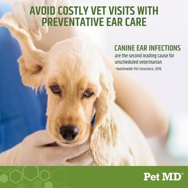 Pet MD Dog Ear Cleaner Wipes - Otic Cleanser for Dogs to Stop Ear Itching, and Infections with Aloe and Eucalyptus - 100 Count - Image 3