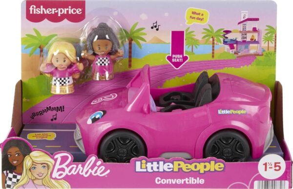 Fisher-Price Little People Barbie Toddler Toy Car Convertible with Music Sounds & 2 Figures for Pretend Play Ages 18+ Months - Image 6