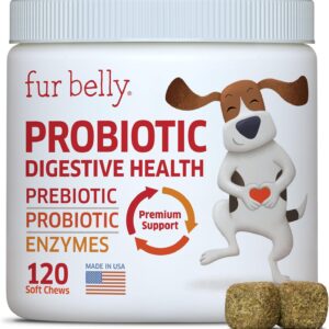 Probiotics for Dogs - Hot Spot Remedy for Dogs + Prebiotic - Dog Allergy Chews - Improve Digestion & Upset Tummy, Relieve Gas & Diarrhea, Dog Probiotics and Digestive Enzymes, 120 Dog Probiotic Chews