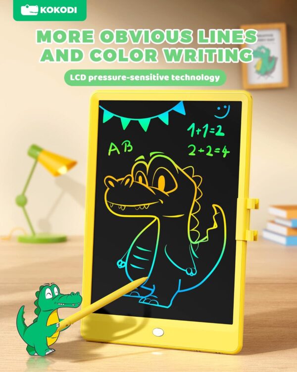 KOKODI LCD Writing Tablet, 10 Inch Colorful Toddler Doodle Board Drawing Tablet, Erasable Reusable Electronic Drawing Pads, Educational and Learning Toy for 3-6 Years Old Boy and Girls - Image 2
