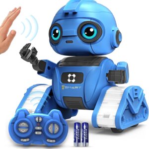 Robot Toys for Boys and Girls, Rechargeable Remote Control Robot with Auto-Demonstration, Light Projection, Dance Moves, Music, and Gesture Sensing –Toy Robot Gifts for 3+ Boys and Girls (Blue)