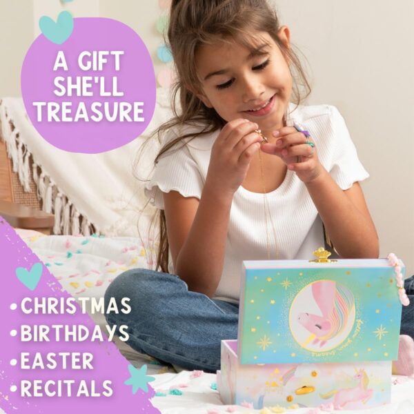 Musical Unicorn Jewelry Box for Girls - Kids Jewelry Box with Spinning Unicorn, Unicorn Gifts for Girls, Unicorn Toys - 6 x 4.7 x 3.5 in - Image 2
