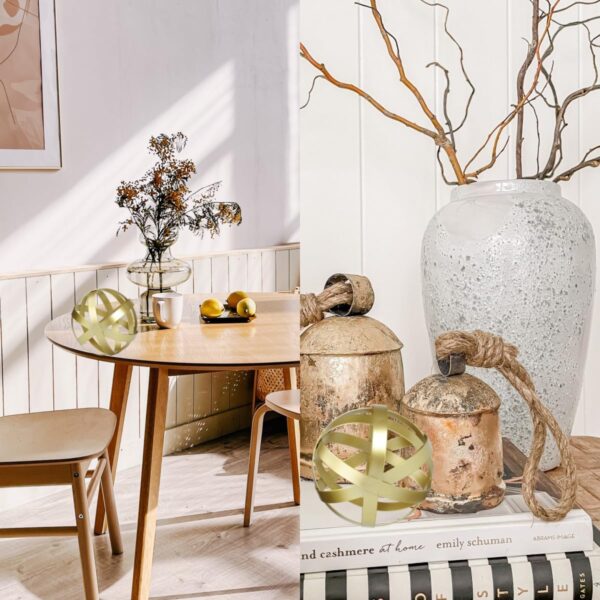 BYHER Gold Decor for Living Room Bedroom Bookshelf Coffee Table, Modern Style Figurine Decorative Ornaments Home Decor for Shelves (4.5" Modern Decorative Ball) - Image 6
