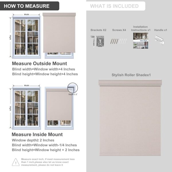 Boolegon Blackout Roller Shades for Windows Cordless Roller Blinds with Cassette Valance Roller Window Blinds Thermal Insulation Energy Saving Shades for Home Door Office,Beige,Custom Sizes - Image 6