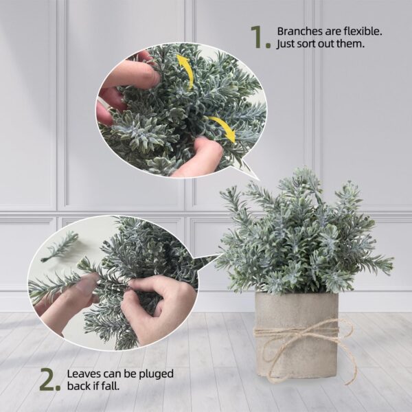 4Pcs Small Fake Plants, Artificial Plants Indoor, Faux Plants for Home Decor, Small Faux Plants in White Pot for Bathroom Kitchen Office Farmhouse Room Shelf Decor - Image 6