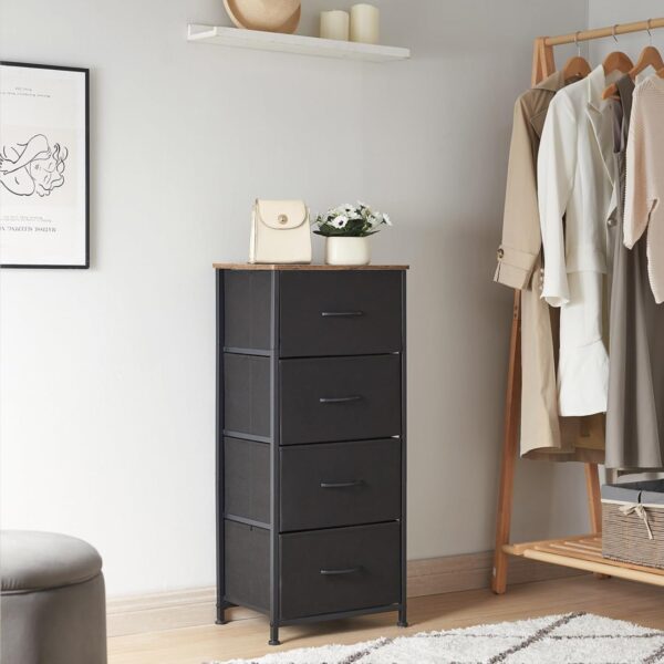 Somdot Tall Dresser for Bedroom with 4 Drawers, Storage Chest of Drawers with Removable Fabric Bins for Closet Bedside Nursery Laundry Living Room Entryway Hallway, Black - Image 4
