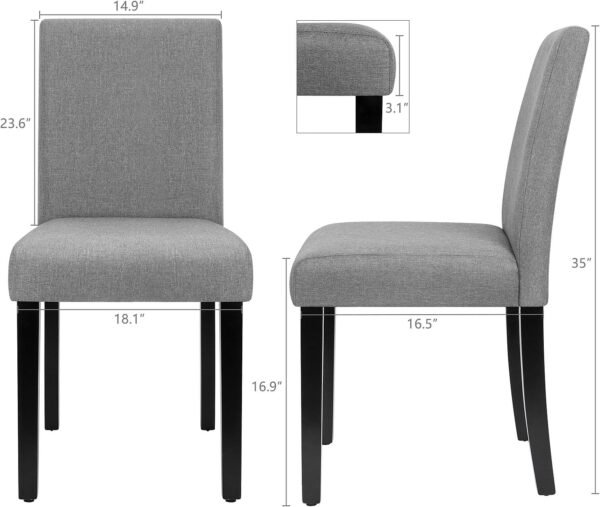 Furmax Dining Chairs Urban Style Fabric Parson Chairs Kitchen Living Room Armless Side Chair with Solid Wood Legs Set of 4 (Gray) - Image 3