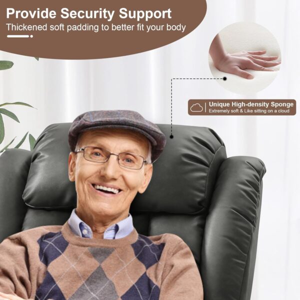 Dual Motor Large Power Lift Recliner Chair for Elderly with Heat and Massage,Lay Flat Lift Chairs Recliners for Seniors Infinite Position,USB Ports&Remote Controls,Genuine Leather (Silver Grey) - Image 7