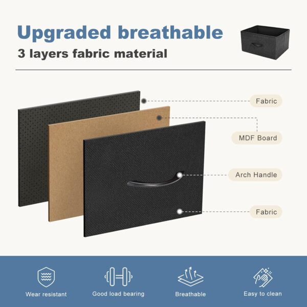 DUMOS Dresser for Bedroom, Storage Tower with 9, Chest of Drawers with Fabric Bins, Black - Image 5