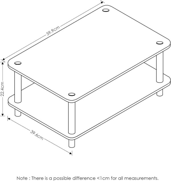Furinno 11172 Just 2-Tier No Tools Coffee Table, White w/White Tube - Image 2