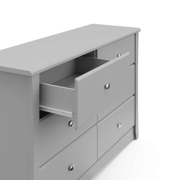 Storkcraft Crescent 6 Drawer Double Dresser (Pebble Gray) – GREENGUARD Gold Certified, For Nursery, Dresser, Kids Nursery Organizer, Chest of Drawers - Image 7