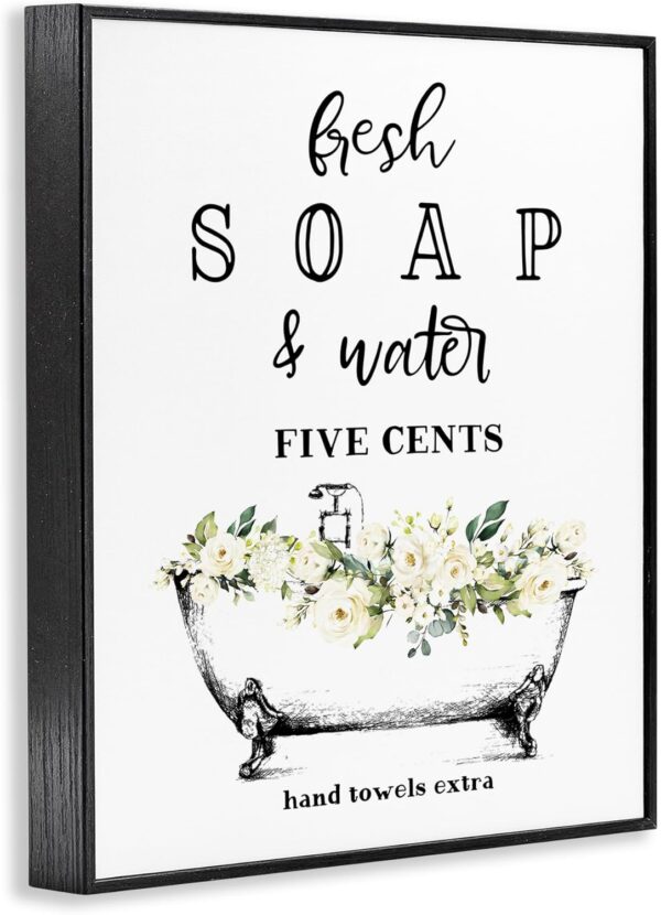 Stupell Industries Fresh Soap And Water Bath Tub Bathroom Design Framed Giclee Art Design By Artist Lettered and Lined - Image 3