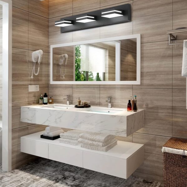 SineRise LED Modern Bathroom Vanity Light Fixtures (3-Light, 24-Inch), Matte Black Modern Acrylic Bathroom Wall Lighting Fixtures Over Mirror (Cool White 6000K) - Image 6