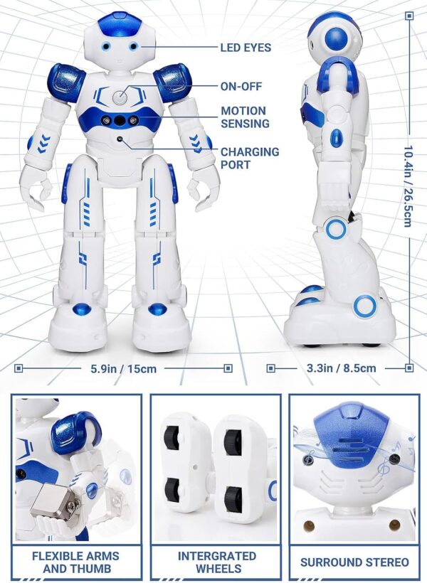 KingsDragon RC Robot Toys for Kids, Gesture & Sensing Programmable Remote Control Smart Robot for Age 3 4 5 6 7 8 Year Old Boys Girls Birthday Gift Present - Image 6