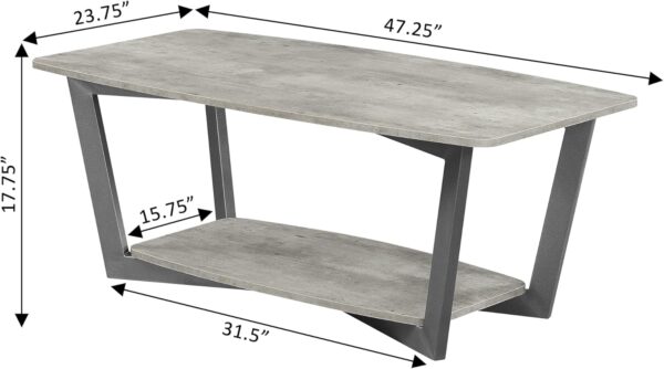 Convenience Concepts Graystone Coffee Table, Faux Birch / Slate Gray Frame - Image 3