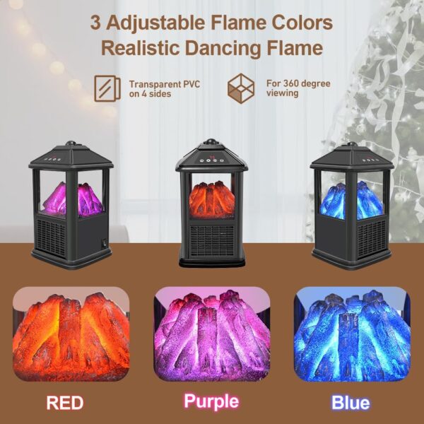 Mini Small Indoor Electric Fireplaces Lanterns Space Heaters Stove 3D Flame Freestanding Portable Electric Fireplace Space Heaters for Indoor Use with Remote Timer Thermostat - Image 2