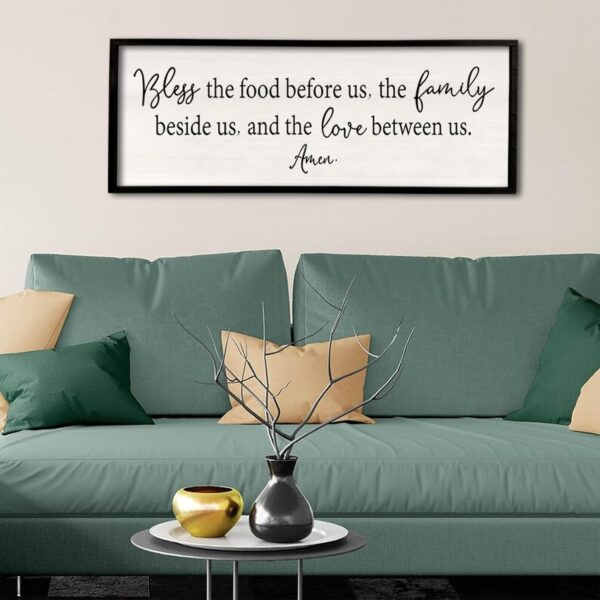 Bless the Food Before Us Sign Wall Decor 40"X15" Large Farmhouse Dining Room Wall Decor Framed Wood Rustic Home Wall Art Kitchen Decoration (Black) - Image 7