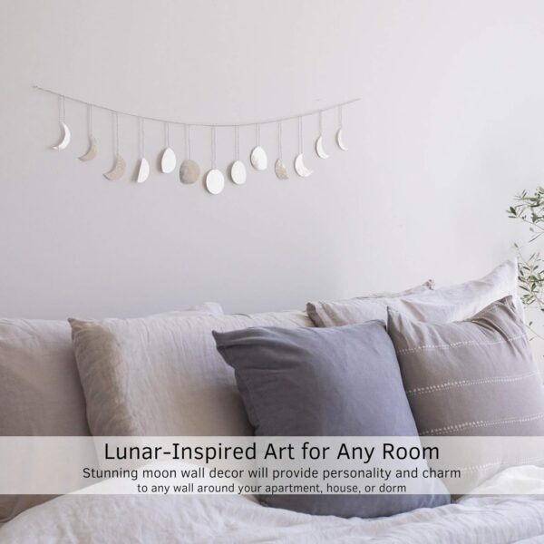 Moon Phase Wall Decor, Handmade Hammered Silver Metal 13 Moons 36" Garland, Phases of The Moon Decorations, Celestial Lunar Silver Wall Art, Boho Zen Decor for Bedroom Home Dorm Living Room Girl Gift - Image 7