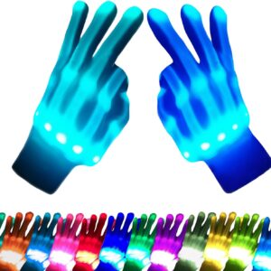 LED Gloves 12 Colors Girls Boys Toys Age 3-8 Years Old Light Up Gloves for Kids Teens Cool Fun Gifts Toys for Halloween Christmas Valentines Easter Birthday Parties (1 Pair S)