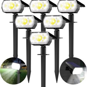 hyrion Solar Spot Lights Outdoor, 64 LED Super Bright IP65 Waterproof, 3 Modes 2-in-1 Solar Powered Landscape Spotlights for Outside Yard Garden Tree Lawn Pathway 6 Pack (Cool White)