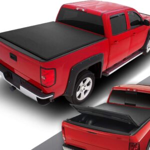 DNA MOTORING Truck Bed Soft Tri-Fold Adjustable Tonneau Cover Compatible with 94-04 S10 / Sonoma 6 Feet Fleetside Bed, TTC-TRISOFT-040