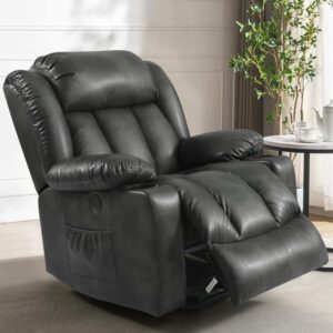 PARKOL Power Lift Recliner Chair for Elderly Breathable Leather Recliner Chair with Massage and Heat,2 Cup Holders,Electric Stand Assist,USB Ports,Gifts for Family (Silver Gray)