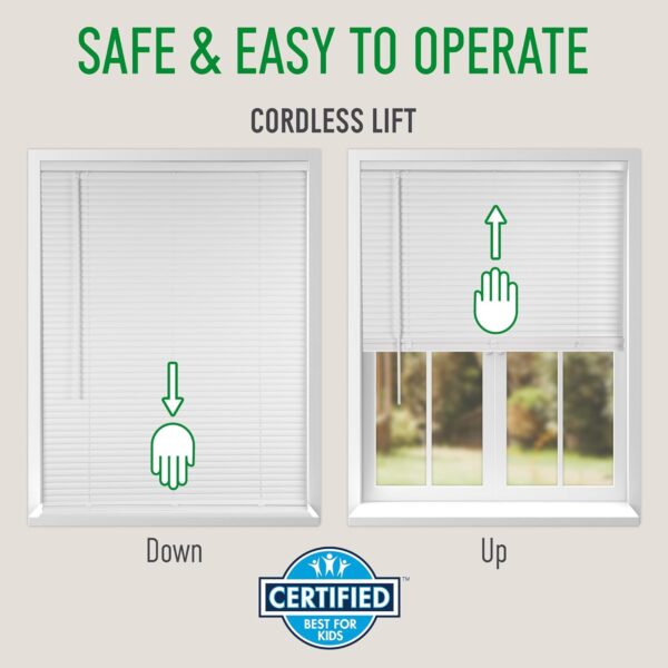 Calyx Interiors 1” Cordless Vinyl Mini Blinds, White, 36 Inch Width, 48 Inch Length - Image 3