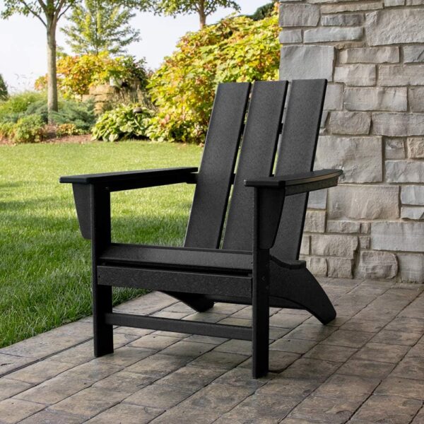 Polywood AD420BL Modern Adirondack Chair, Black - Image 2