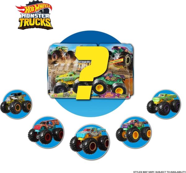 Hot Wheels Monster Trucks Toy Trucks 2-Pack, Demolition Doubles Set of 2 Vehicles in 1:64 Scale, for Kids & Collectors (Styles May Vary) - Image 3