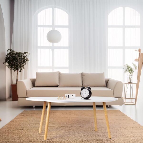 Modern Coffee Table Small White Coffee Tables for Small Space Unique Simple Cloud Center Table with Wood Frame for Living Room 20" D x 40" W x 16" H, Dining Table for Living Room Home Office White - Image 7