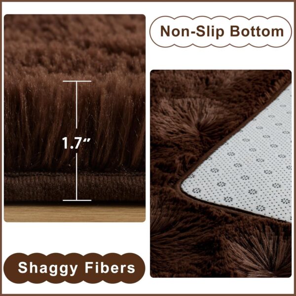 Ompaa 9x12 Area Rug Brown Large Living Room Fluffy Carpet for Bedroom Dorm, Non-Slip High Pile，Coffee Modern Big Shag Rug for Classroom Kids Playroom Nursery Home Office Decor - Image 3