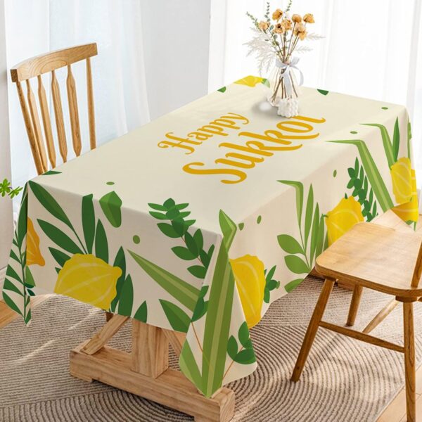 Sukkot Tablecloth Sukkah Decoration Etrog Lulav Jewish Holiday Supplies Rectangular Kitchen Dining Room Home Table Cloth 60×104inches