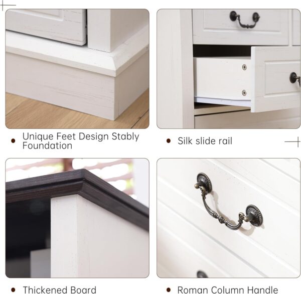 EnHomee 10 Drawers Dresser for Bedroom 55.2''Wide Wood Dresser White Dresser with LED & Power Outlet Large Dressers & Chests of Drawers for Closet,Hallway, 55.2" W x 39.4" H x15.8 D - Image 7