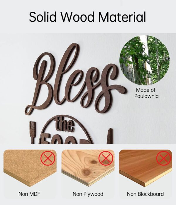 DecorSmart Wood Farmhouse Kitchen Wall Decor Decorations Wall Dining Room Wall Decor Kitchen Signs Quotes Bless The Food Modern Farmhouse Style 129 - Image 4