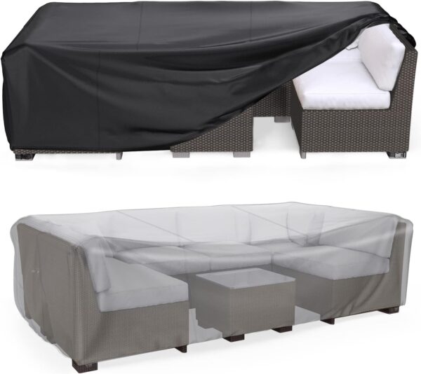 Patio Furniture Set Cover Waterproof, Mrrihand Outdoor Sectional Sofa Set Cover Heavy Duty 600D Table and Chair Set Cover 107" L×81" W×27.9" H