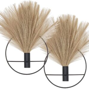Pretty Jolly Boho Wall Decor, Wall-Mounted Metal Wall Decor, Hanging Artificial Pampas Display, Wall Art Living Room, Bedroom, Bathroom, Dining room, Plant Wall Decor 2 Pack Black